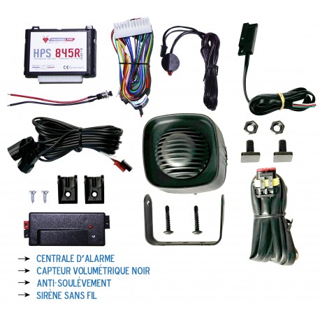 PACK ALARME VOLUMETRIE NOIR AVEC ANTI-SOULEVEMENT ET SIRENE SANS FIL